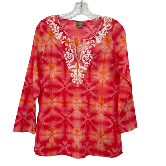 J Jill embroidered tie dye cotton tunic blouse women’s size XS - Picture 1 of 5